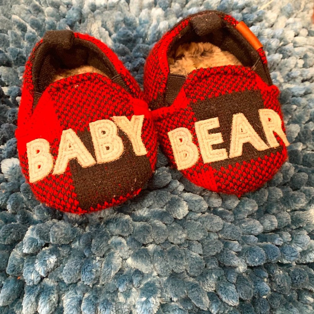 Black & Red Plaid Baby Bear Slippers